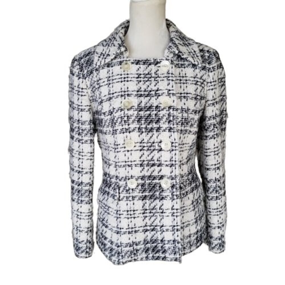 Talbots Women's Vintage Tweed Button Front Blazer Pockets Italian Fabric Sz 6